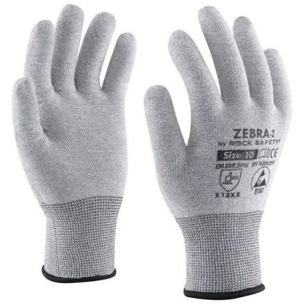 Rock Safety ZEBRA-2 Karbonszálas poliészter ESD kesztyű mártás nélkül
