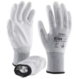   Rock Safety ZEBRA-V Karbonszálas poliészter ESD kesztyű PU tenyérmártással