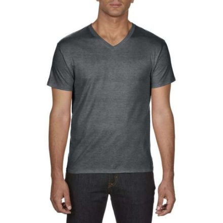 an362hdg-s, ANVIL ADULT V-NECK (AN362) nyári rövid ujjú férfi póló, V-nyakú oldalvarrott testhez