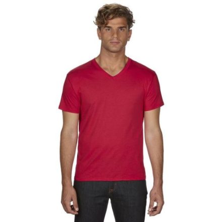 an362re-s, ANVIL ADULT V-NECK (AN362) nyári rövid ujjú férfi póló, V-nyakú oldalvarrott testhez