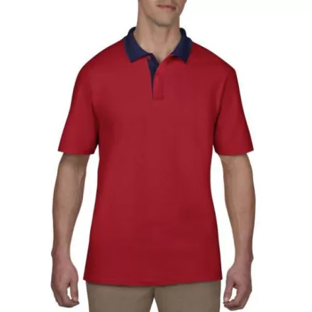 ANVIL (AN6280)  rövid ujjú férfi póló,/fésült pamut oldalvarrott, Piros/sötétkék/Red/Navy színben,  méret: S, méret: S, szín: Piros/sötétkék/Red/Navy