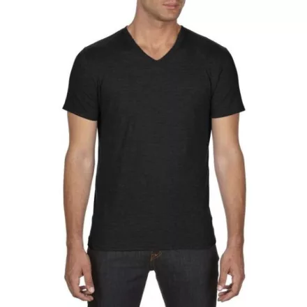 an6752bl-xs, ANVIL (AN6752) nyári rövid ujjú férfi póló fésült pamut/poliészter pamut V nyakú