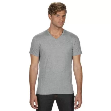 an6752hgr-xs, ANVIL (AN6752) nyári rövid ujjú férfi póló fésült pamut/poliészter pamut V nyakú