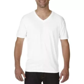   an6752wh-xs, ANVIL (AN6752) nyári rövid ujjú férfi póló fésült pamut/poliészter pamut V nyakú