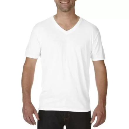 an6752wh-xs, ANVIL (AN6752) nyári rövid ujjú férfi póló fésült pamut/poliészter pamut V nyakú
