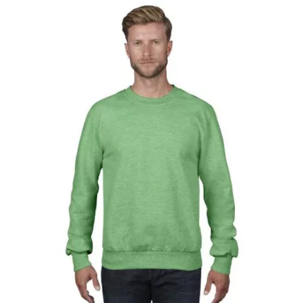 ANVIL (AN72000)  hosszú ujjú férfi pulóver fésült pamut poliészter pamut környakas, Hanga zöld/Heather Green színben,  méret: S, méret: S, szín: Hanga zöld/Heather Green