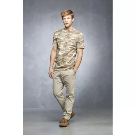 ANVIL (AN939) nyári rövid ujjú férfi póló, környakas oldalvarrott terepmintás, 100% Pamut