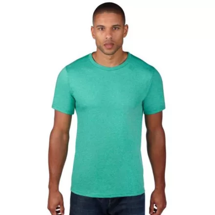 an980hgn-s, ANVIL (AN980) nyári rövid ujjú férfi póló,/fésült pamut környakas, Hanga zöld/Heather