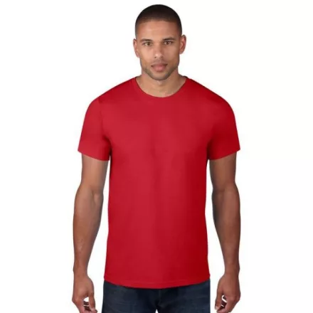 an980re-s, ANVIL (AN980) nyári rövid ujjú férfi póló,/fésült pamut környakas, Piros/Red színben,