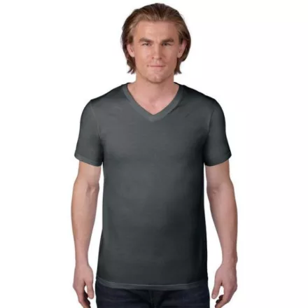 an982ch-s, ANVIL (AN982) nyári rövid ujjú férfi póló 100%pamt/fésült pamut V nyakú,