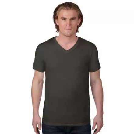 an982sm-s, ANVIL (AN982) nyári rövid ujjú férfi póló 100%pamt/fésült pamut V nyakú, Füst/Smoke