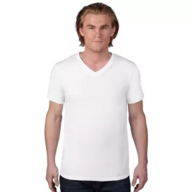   an982wh-m, ANVIL (AN982) nyári rövid ujjú férfi póló 100%pamt/fésült pamut V nyakú, Fehér/White