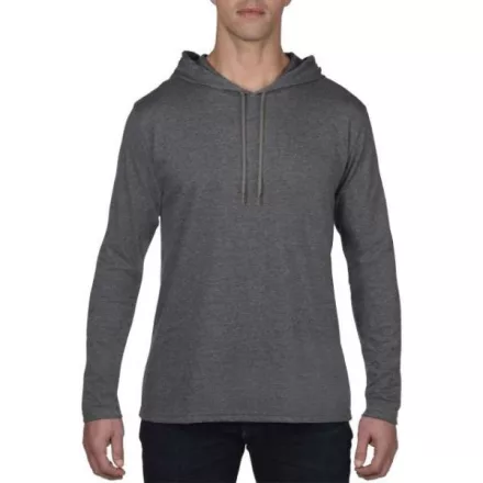 an987hdg-dg-xl, ANVIL (AN987) nyári hosszú ujjú póló,/fésült pamut kapucnis, Hanga sötét