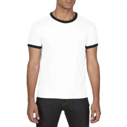 an988wh-bl-s, ANVIL (AN988) nyári rövid ujjú póló,/fésült pamut környakas,