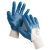 HARRIER Kötött pamutkelméből varrt, nitrilbe félig mártott kék munkavédelmi kesztyű rugalmas kötött mandzsettával.