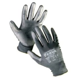   BUNTING BLACK Kötött, varratmentes nylon munkavédelmi kesztyű vékony poliuretán bevonatú tenyérrel és ujjakkal, rugalmas mandzsettával.