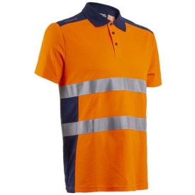   cvg_5OKI17000L OKI FLUO NARANCS/SÖTÉTKÉK RÖVID UJJÚ GALLÉROS PÓLÓ_L