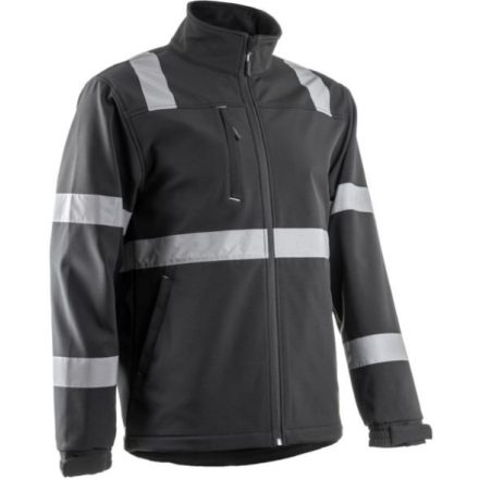cvg_5VIG0102XL VIGILE FEKETE SOFTSHELL DZSEKI FÉNYVISSZAVERŐ CSÍKKAL_2XL