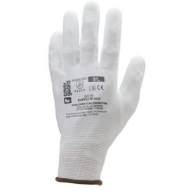   cvg_6016 FEHÉR PRECÍZIÓS POLIÉSZTER KESZTYŰ, PU MÁRTOTT TENYÉRREL_6