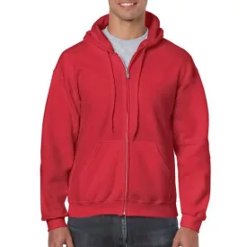   gi18600re-xl, GILDAN FULL ZIP (GI18600)  férfi pulóver poliészter/pamut zsebes végig zipzáras