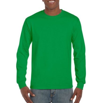 gi2400ig-s, GILDAN ULTRA COTTON (GI2400) nyári hosszú ujjú uniszex póló, környakas, Ír zöld/Irish