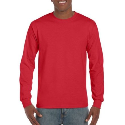 gi2400re-s, GILDAN ULTRA COTTON (GI2400) nyári hosszú ujjú uniszex póló, környakas, Piros/Red