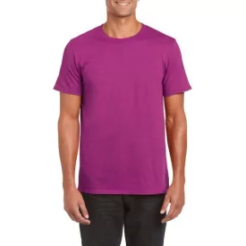   gi64000ahe-m, GILDAN (GI64000) nyári rövid ujjú férfi póló, környakas, Magenta/Antique Heliconia