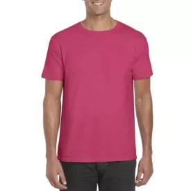   gi64000he-2xl, GILDAN (GI64000) nyári rövid ujjú férfi póló, környakas, Rózsaszín/Heliconia