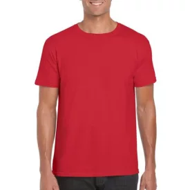   gi64000re-2xl, GILDAN (GI64000) nyári rövid ujjú férfi póló, környakas, Piros/Red színben,