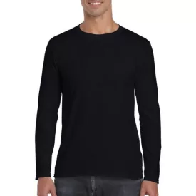   gi64400bl-xl, GILDAN (GI64400) nyári hosszú ujjú férfi póló, környakas, Fekete/Black színben,