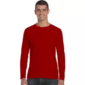   gi64400re-l, GILDAN (GI64400) nyári hosszú ujjú férfi póló, környakas, Piros/Red színben,  méret: