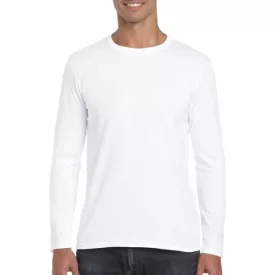   gi64400wh-s, GILDAN (GI64400) nyári hosszú ujjú férfi póló, környakas, Fehér/White színben,