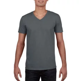   gi64V00ch-2xl, GILDAN (GI64V00) nyári rövid ujjú férfi póló, V nyakú, Szürke/Charcoal színben,