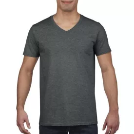   gi64V00dh-2xl, GILDAN (GI64V00) nyári rövid ujjú férfi póló, V nyakú, Sötét hanga/Dark Heather