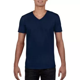   gi64V00nv-2xl, GILDAN (GI64V00) nyári rövid ujjú férfi póló, V nyakú, Sötétkék/Navy színben,