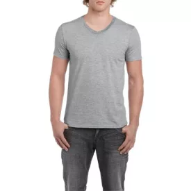   gi64V00sp-2xl, GILDAN (GI64V00) nyári rövid ujjú férfi póló, V nyakú, Szürke/RS Sport Grey