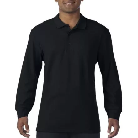 gi85900bl-s, GILDAN (85900)  hosszú ujjú férfi galléros póló,/fésült pamut oldalvarrott,