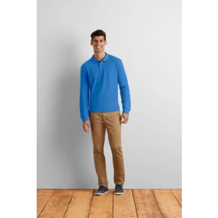 GILDAN (85900)  hosszú ujjú férfi galléros póló,/fésült pamut oldalvarrott, 100% Pamut