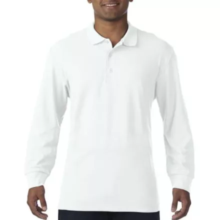 gi85900wh-s, GILDAN (85900)  hosszú ujjú férfi galléros póló,/fésült pamut oldalvarrott,