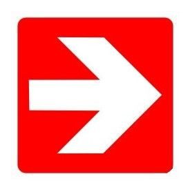   Tűzoltó készülék helyét jelölő nyíl, öntapadós matrica