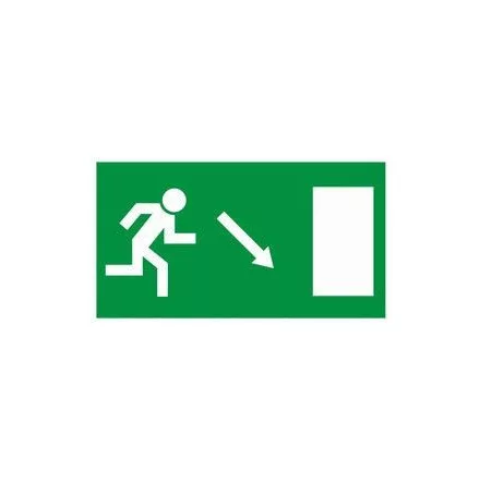 Menekülési útvonal jobbra-le mutató nyíllal, öntapadós matrica