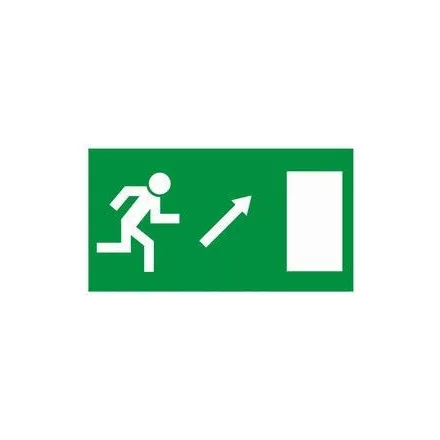 Menekülési útvonal jobbra-fel mutató nyíllal, öntapadós matrica