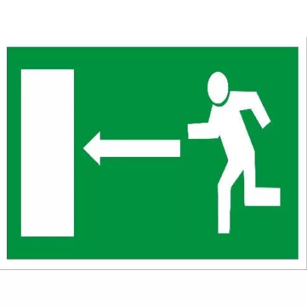 Menekülési útvonal balra mutató nyíllal, öntapadós matrica