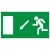 Menekülési útvonal balra-le mutató nyíllal, öntapadós matrica