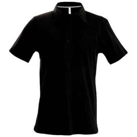 ka241bl-m, KARIBAN (KA241)  rövid ujjú férfi galléros póló, oldalvarrott, Fekete/Black színben,