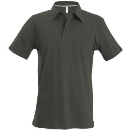 ka241dkh-s, KARIBAN (KA241)  rövid ujjú férfi galléros póló, oldalvarrott, Sötétzöld/Dark Khaki