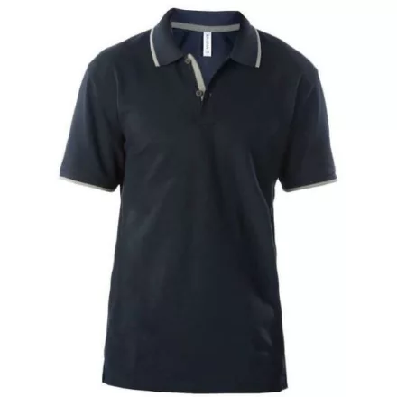 ka246nv-lgr-s, KARIBAN (KA246)  rövid ujjú férfi galléros póló poliészter/pamut oldalvarrott,