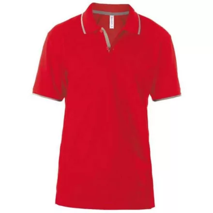 KARIBAN (KA246)  rövid ujjú férfi galléros póló poliészter/pamut oldalvarrott, Piros/világos szürke/Red/Light Grey színben,  méret: S, méret: S, szín: Piros/világos szürke/Red/Light Grey