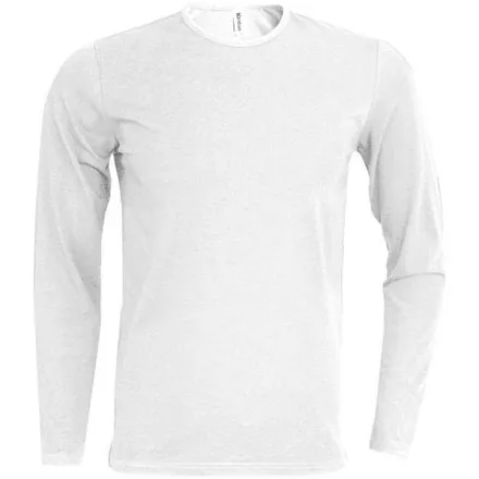 KARIBAN HELIOS MEN'S LONGSLEEVE (KA343) nyári hosszú ujjú férfi póló pamut/elasztán környakas testhez álló, Fehér/White színben,  méret: S, méret: S, szín: Fehér/White