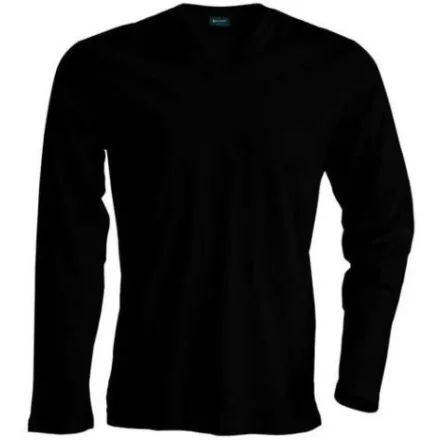 ka355bl-s, KARIBAN MEN'S LONG SLEEVE (KA355) nyári hosszú ujjú férfi póló V nyakú oldalvarrott
